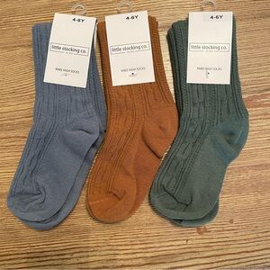 Little stocking co. Kids Knee High Socks - Blue, Brown, Green
